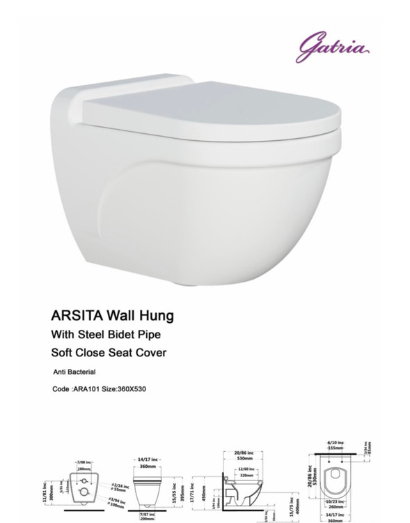 توالت وال هنگ گاتریا مدل آرسیتا