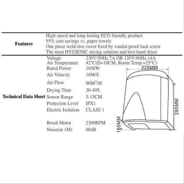 خشک کن دست اتوماتیک VOX مدل ECO